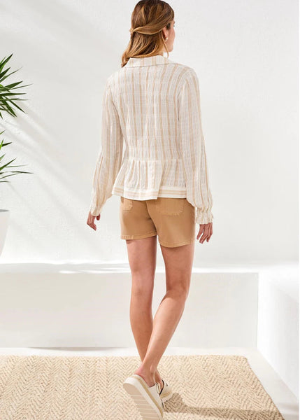L/S Blouse W Smocking Top [Sesame-2486O]