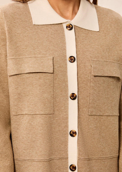 Long Sleeve Cardigan Collar [Fossil-3189O]