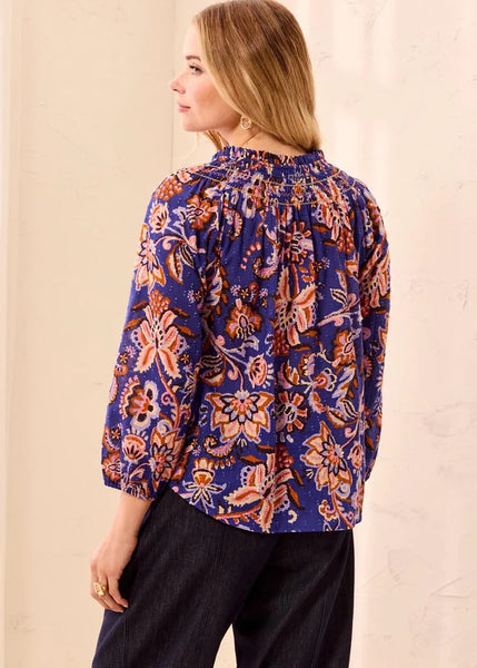 Blouse Embroidery W Tassel [Electric Blue-6341O]