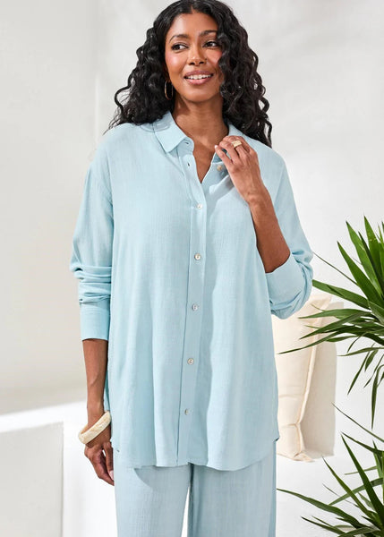 LS Button Front Shirt [Lt Aqua Sky-3078O]