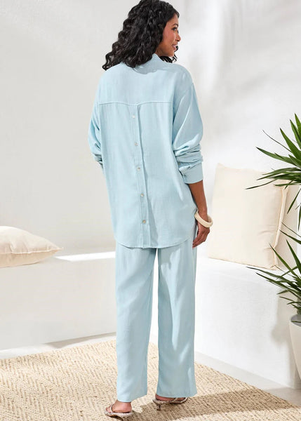 LS Button Front Shirt [Lt Aqua Sky-3078O]