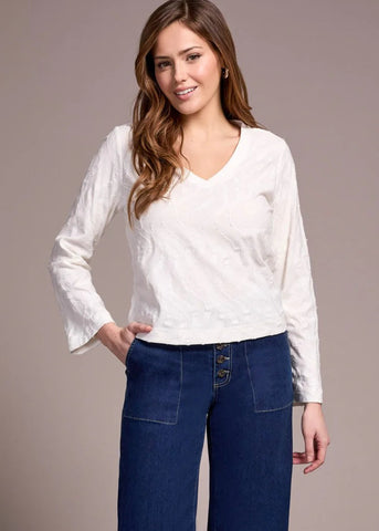 Longsleeve Vneck Top [Cream-2329O]
