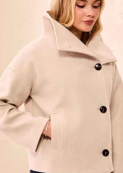 Lofty Chic Funnel Neck Jacket [Antique White-6343O]
