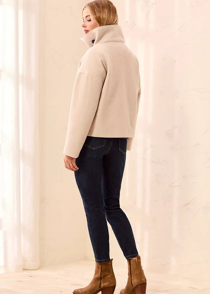 Lofty Chic Funnel Neck Jacket [Antique White-6343O]