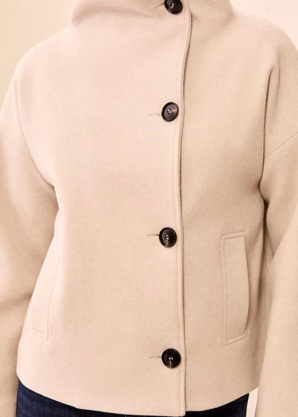 Lofty Chic Funnel Neck Jacket [Antique White-6343O]