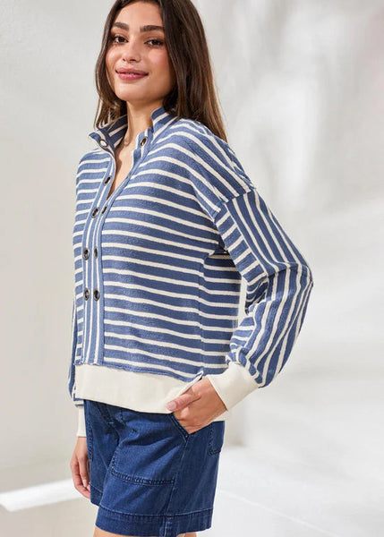 Grommet Front Stripe Top [Sea Haven-6224O]