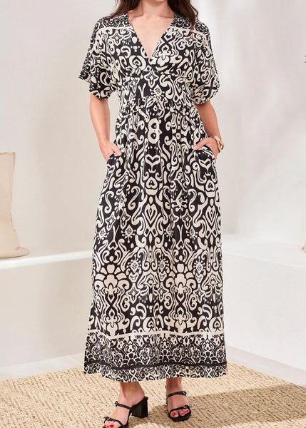 Dress W Border Print [Quartz-952O]