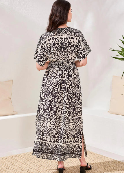 Dress W Border Print [Quartz-952O]