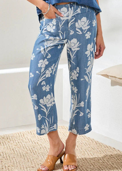 Flowy Wide Cropped Pant [Seaside Blue-6142O]