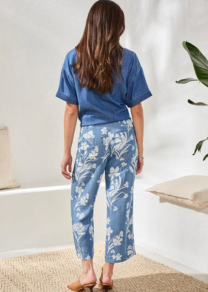 Flowy Wide Cropped Pant [Seaside Blue-6142O]