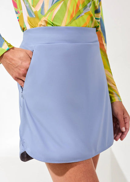 Pull On Skort With Invisible Zippers [Dust Blue-3087O-2240]