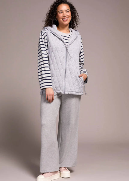 Vest W Zip Front and Hood [Grey Mix-2244O]