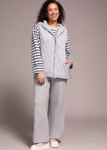 Vest W Zip Front and Hood [Grey Mix-2244O]