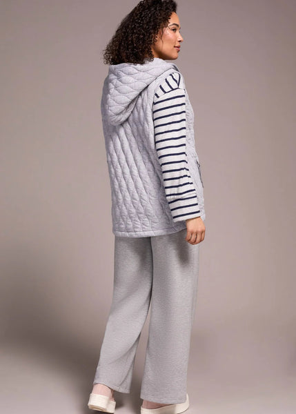 Vest W Zip Front and Hood [Grey Mix-2244O]