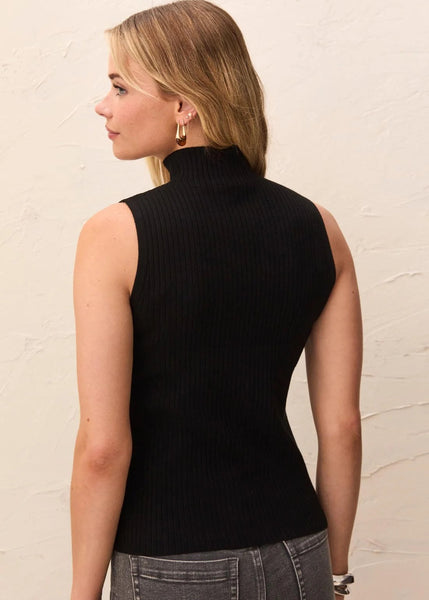 Sleeveless Funnel Neck Sweater [Black-3124O]