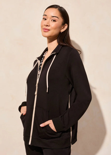 Long Sleeve Mock Neck Cardigan [Black-2064O]