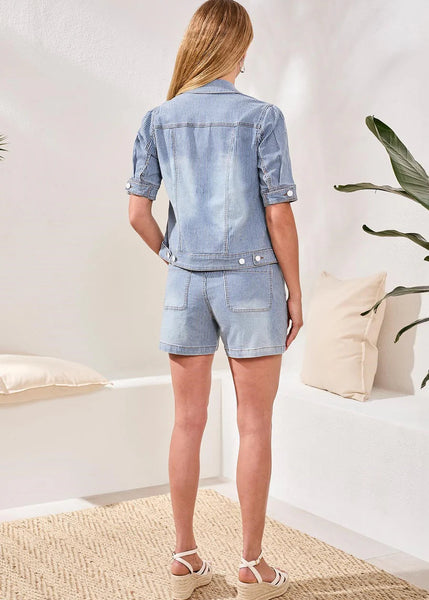 Elbow Sleeve Denim Jacket [Seaport-6134O]