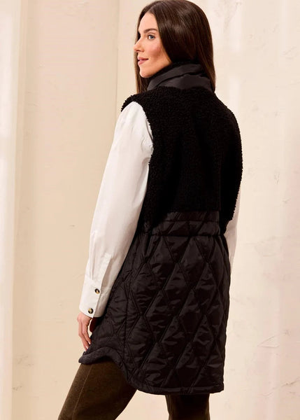 Sleeveless Mix Media Sherpa Vest [Black-5940O]