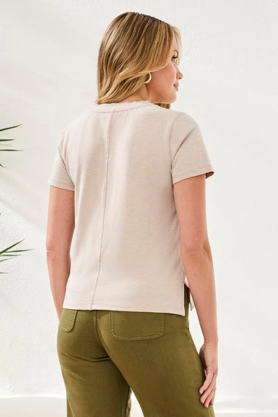 S/S V-Neck Top W Rib Combo [Quartz-3052O]