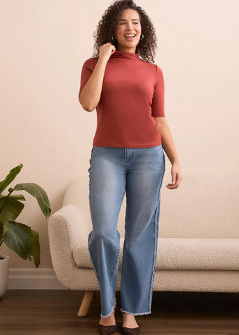 Funnel Neck Knit Top [Dark Toffee-5893O]