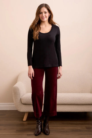 Scoop Neck Knit Top [Black-5895O]