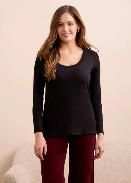 Scoop Neck Knit Top [Black-5895O]