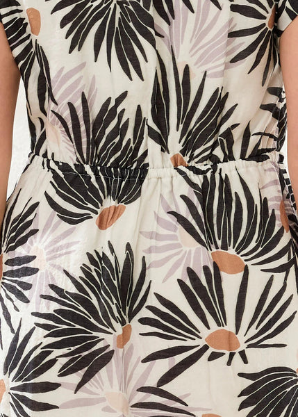 Lined Shirt Dress Drawcord [White/Black-6111O]