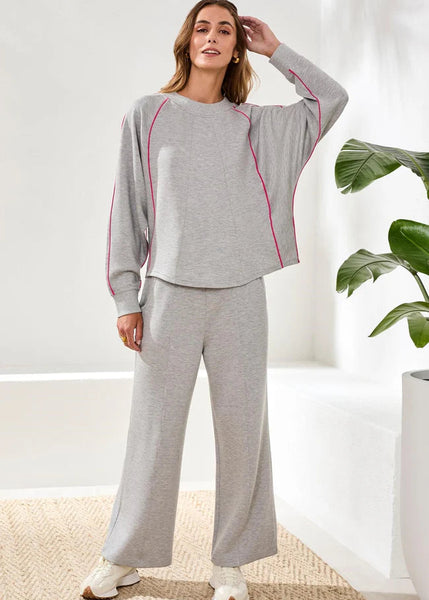 Crewneck Dolman Top [Light Grey Mix-2452O]