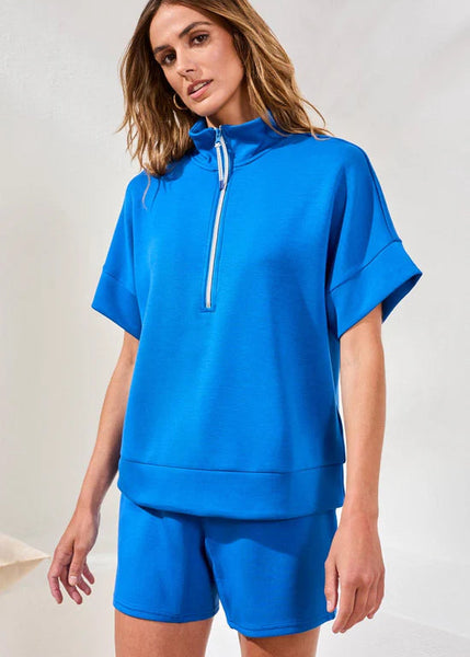 Mock Neck Top W Zipper [Turkish Sea-3019O]