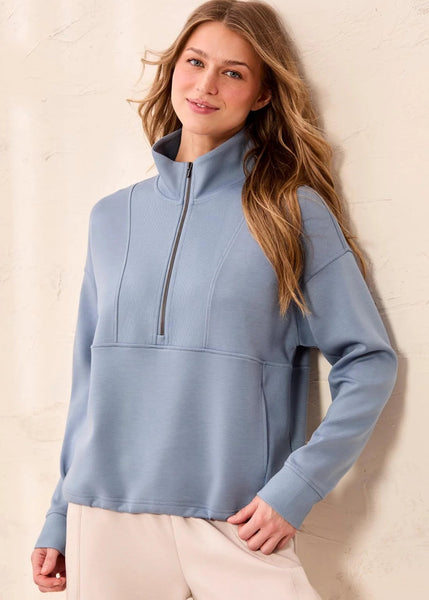Long Sleeve Mock Neck Top [Blue Fog-3188O]