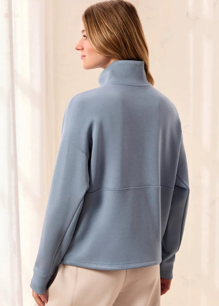 Long Sleeve Mock Neck Top [Blue Fog-3188O]