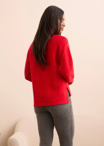 Turtleneck Hi Lo Sweater [Carmine-5980O]