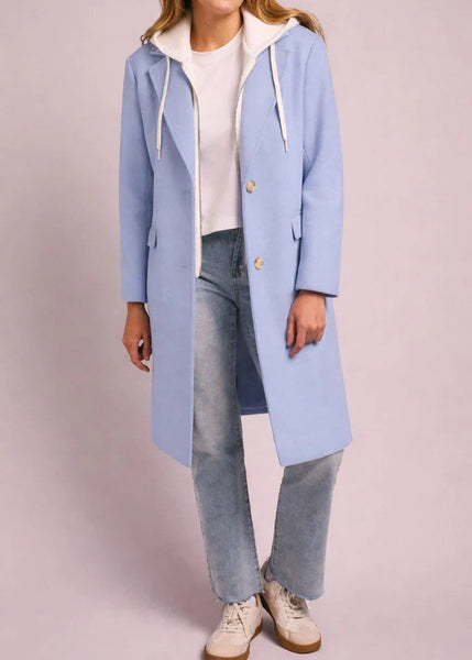 Car Coat W Fooler Hoodie [Glacier Blue-5942O]