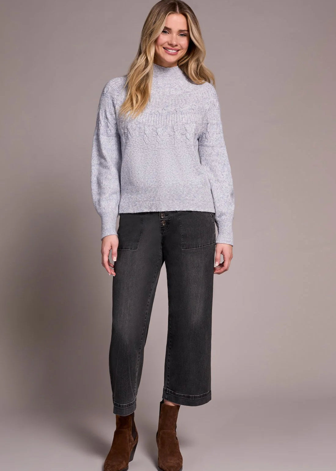 Long Sleeve Mock Neck Sweater [Marine-2252O]