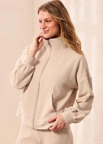 Long Sleeve Mock Neck Cardigan [Sand Dune-3277O]