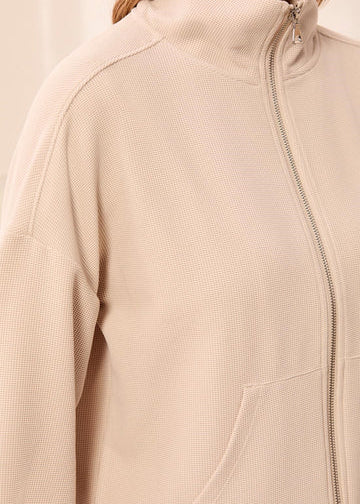 Long Sleeve Mock Neck Cardigan [Sand Dune-3277O]