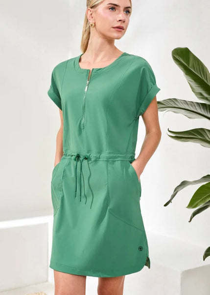 S/S Zip Dress W Drawcord [Greenery-3093O]