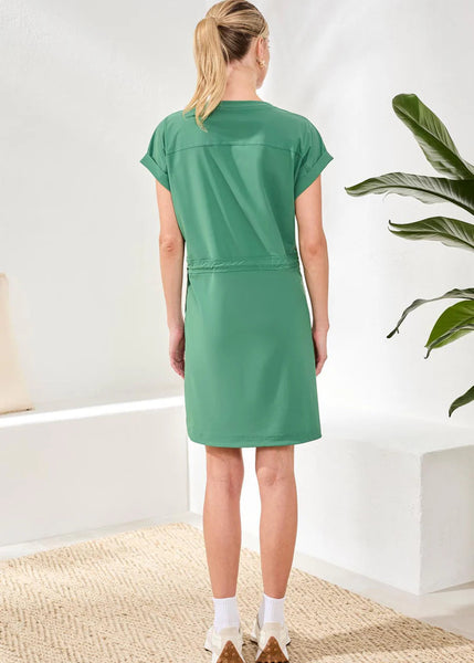 S/S Zip Dress W Drawcord [Greenery-3093O]