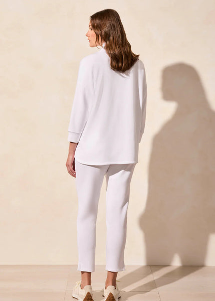 3/4 Sleeve Top Zipper [White-2040O]