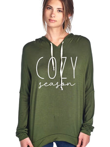Cozy Season Long Sleeve Hoodie in Olive
