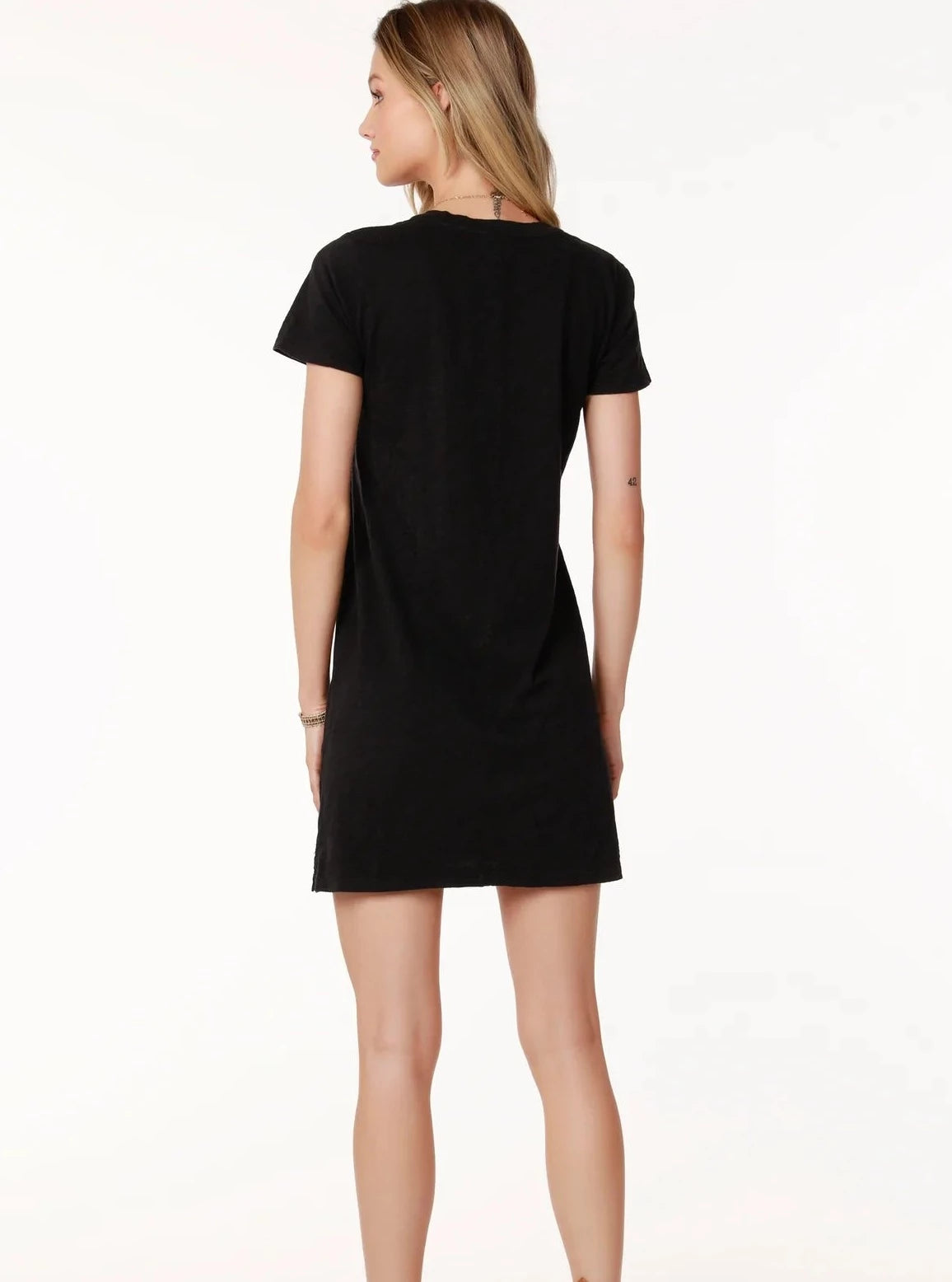 Bobi LA Shoulder Seam T-Shirt Dress [Black-B36104]