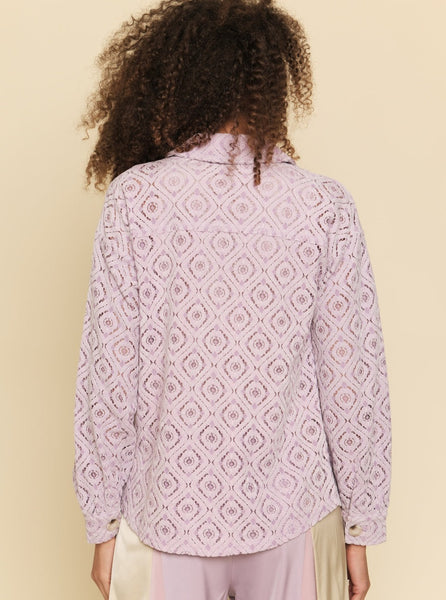 Button Front Lace Jacket [Lavender-55928]