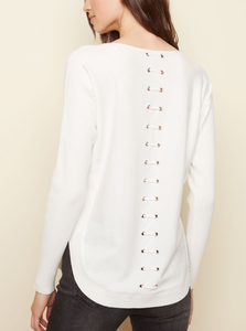  C2170RR_464A_009 CharlieB Long Sleeve Boatneck Sweater with Pockets in Cream