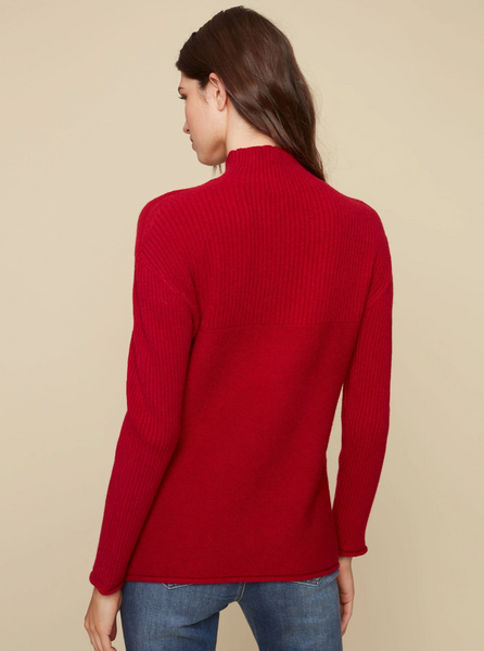 C2273R-736A-041 Charlie B Funnel Neck Sweater in Cranberry