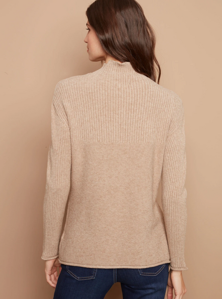 C2273R-736A-364 Charlie B Funnel Neck Sweater in H Latte