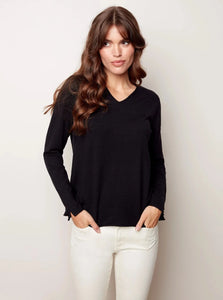 CharlieB Basic V-Neck Sweater [Black-C2279X]