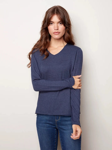 Basic V-Neck Sweater [H. Denim-C2279X]
