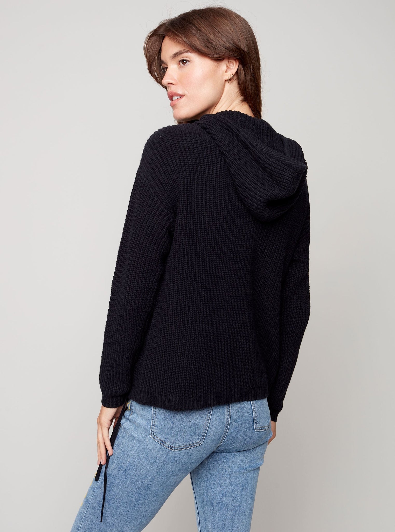 CharlieB Cable and Tie Hooded Sweater [Black-C2432]