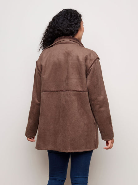 CharlieB Faux Suede Sherpa Reversible Jacket [Coffee-C6229]