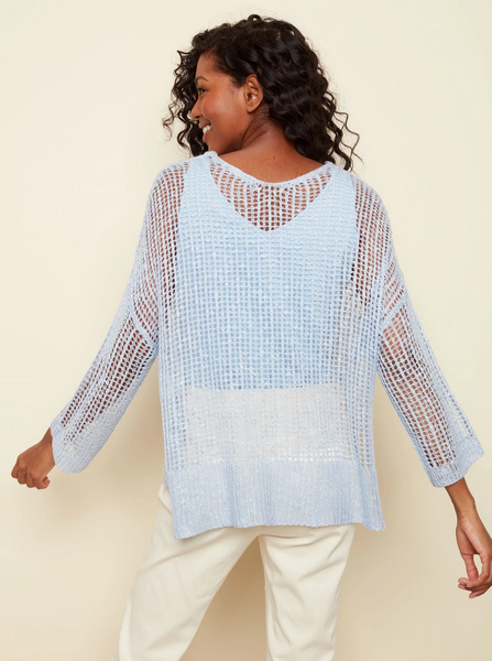 CharlieB Fish Net Crochet Sweater [Cerulean-C2326]
